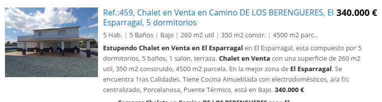 El Esparragal chalet, 4,500 m² plot