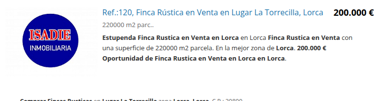 Large rustic plot near Lorca