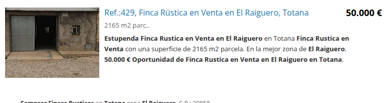 Parcela rústica en El Raiguero, Totana
