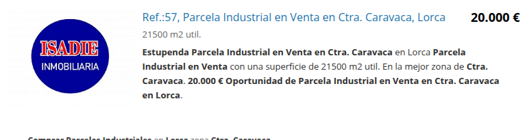 Parcela industrial en Ctra. Caravaca