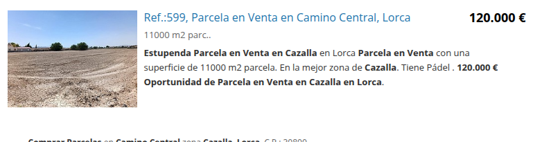 Gran parcela en Cazalla, 11.000 m²