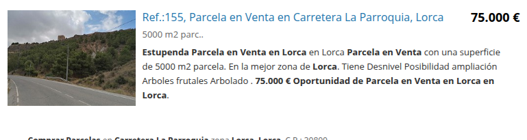 Lorca land plot with 5,000 m²