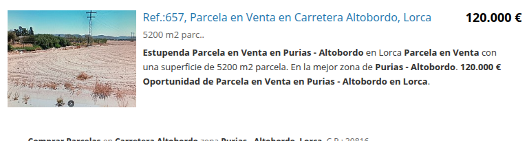 Parcela de 5.200 m² en Purias