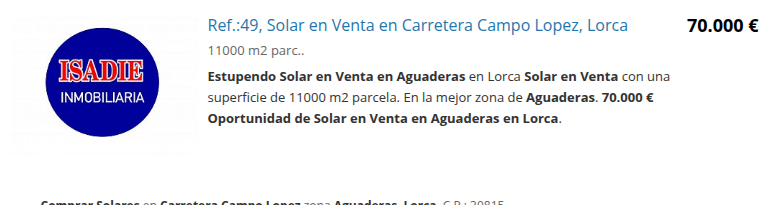 Solar de 11.000 m² en Aguaderas