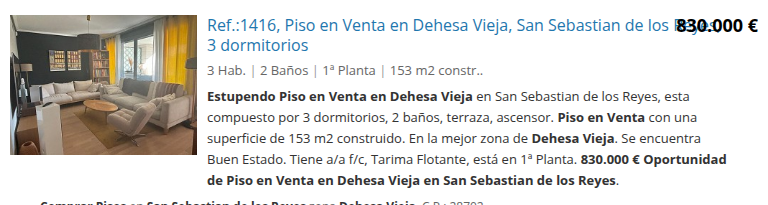 Piso de tres dormitorios en Dehesa Vieja