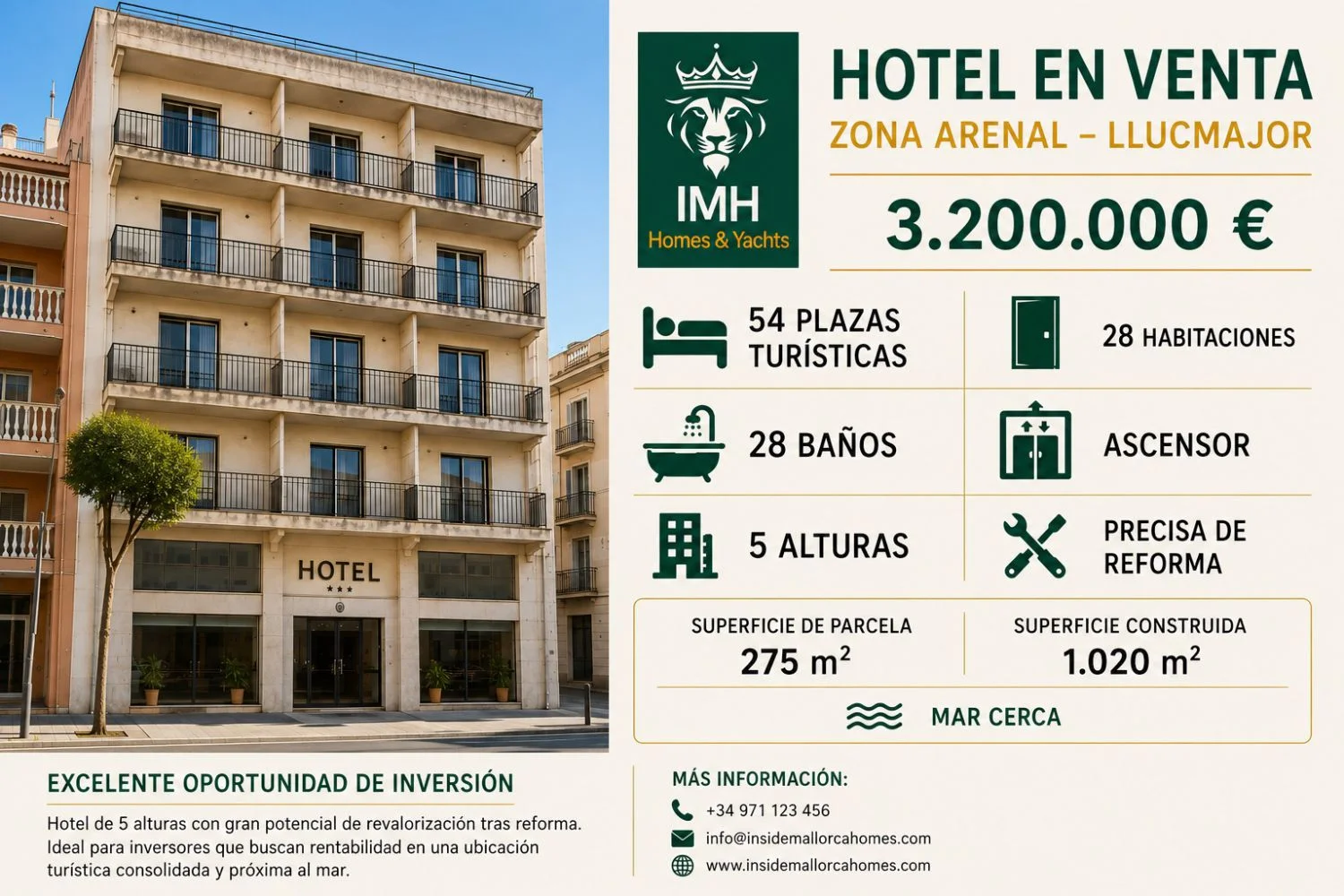 Hotel para reformar cerca de Arenal