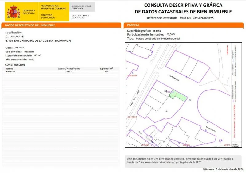Terreno urbano con nave para derribo