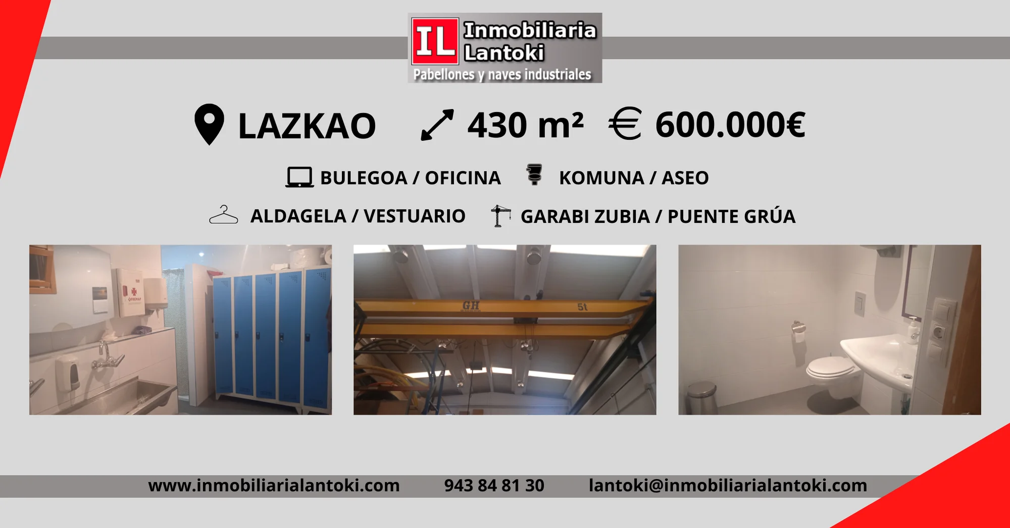 Pabellón industrial en Lazkao, 430 m²