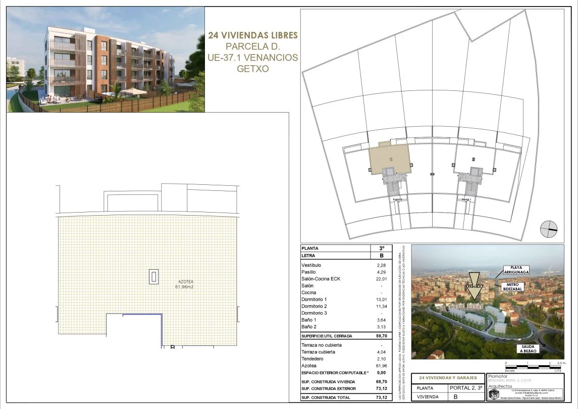 Apartamento de dos dormitorios con terraza en azotea