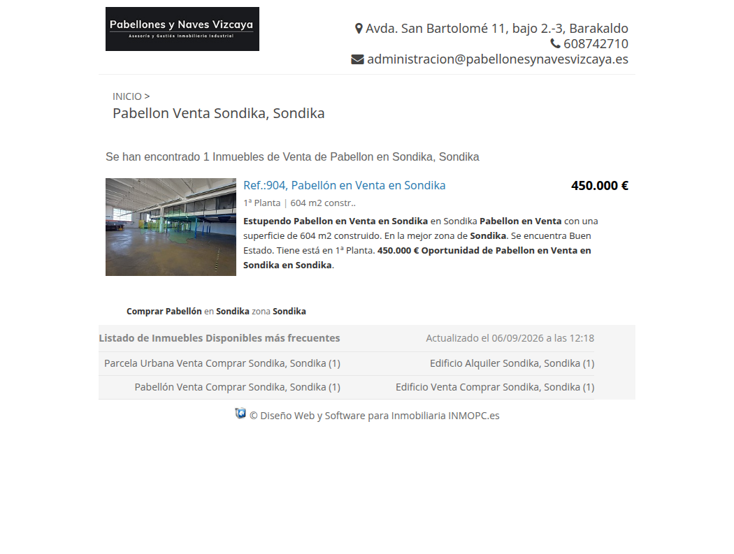 Pabellón industrial en Sondika, 604 m²