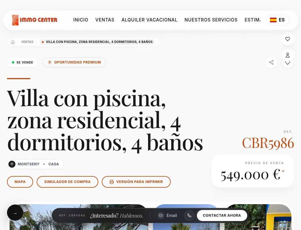 Chalet residencial con piscina y 4 dormitorios