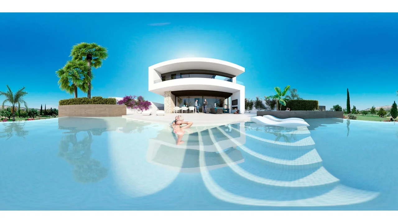 Villa sobre plano con piscina privada en golf