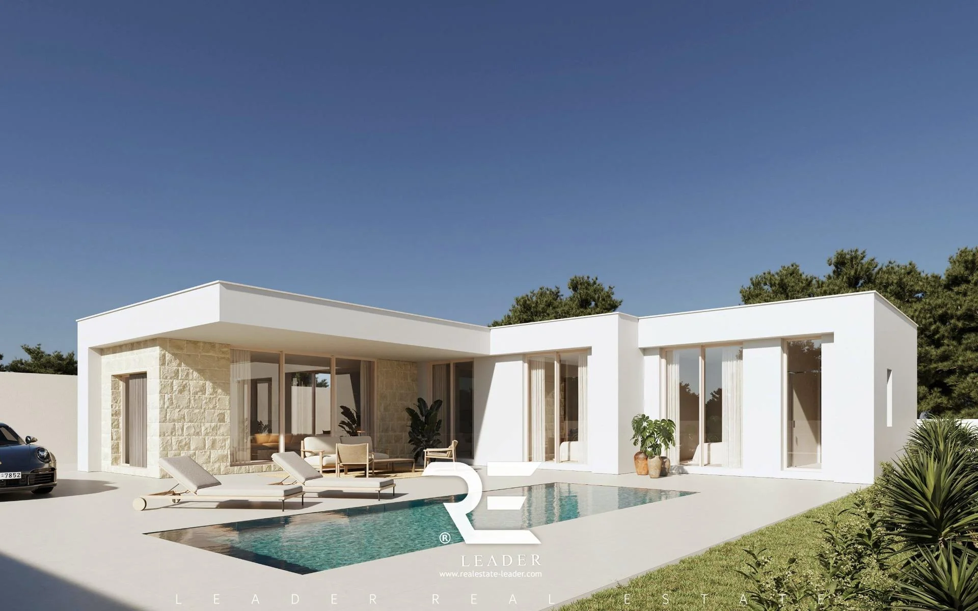 Promoción de tres villas con piscina en Polop