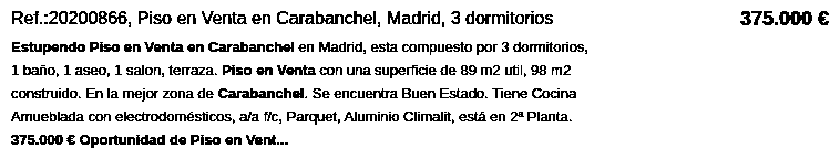 Piso en Carabanchel con tres dormitorios