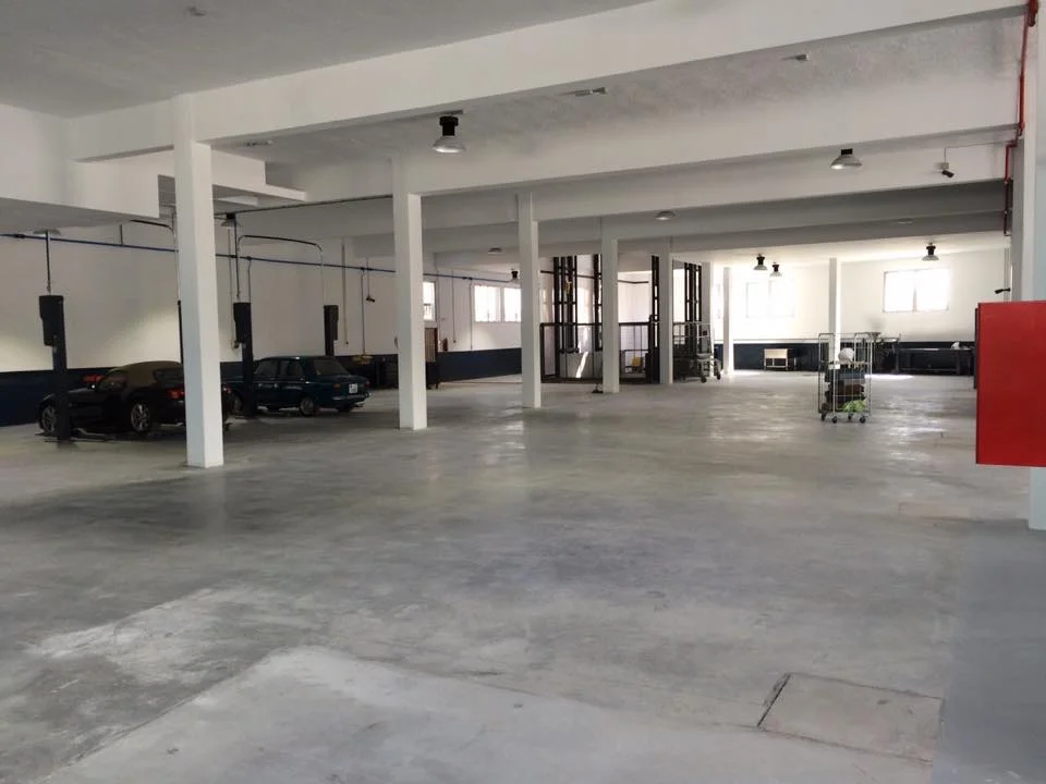Corner industrial warehouse with offices