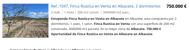 Finca rural cerca de Albacete, 3 millones de m²