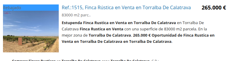 Finca rústica en Torralba, 83.000 m²