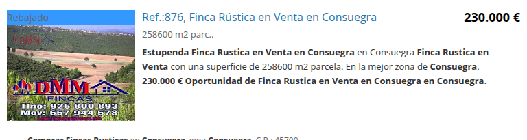 Rural land in Consuegra, 258,600 m²