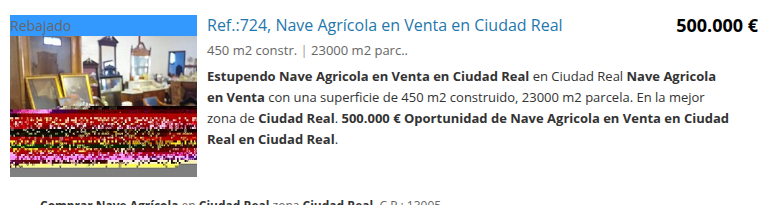 Nave agrícola con gran parcela