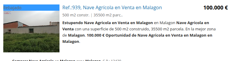 Nave agrícola con gran parcela