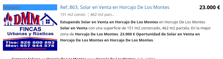 Solar urbano con parcela de 462 m²