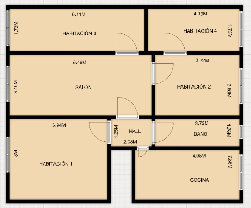 Renovated exterior flat, four bedrooms