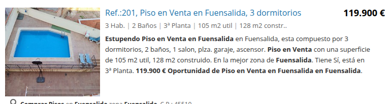 Three-bedroom flat in Fuensalida
