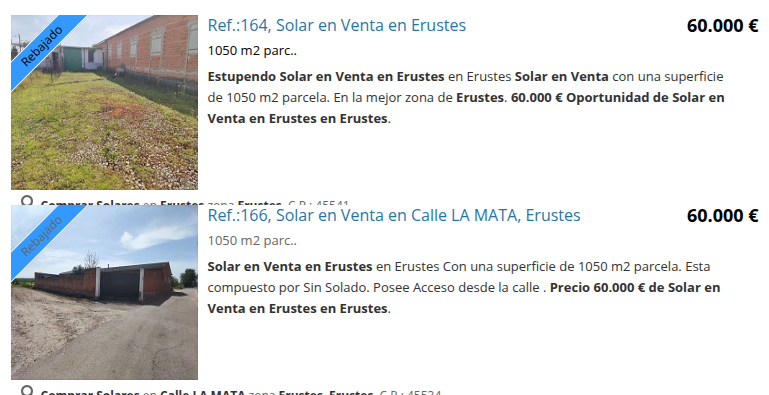 Solar en Erustes de 1.050 m²