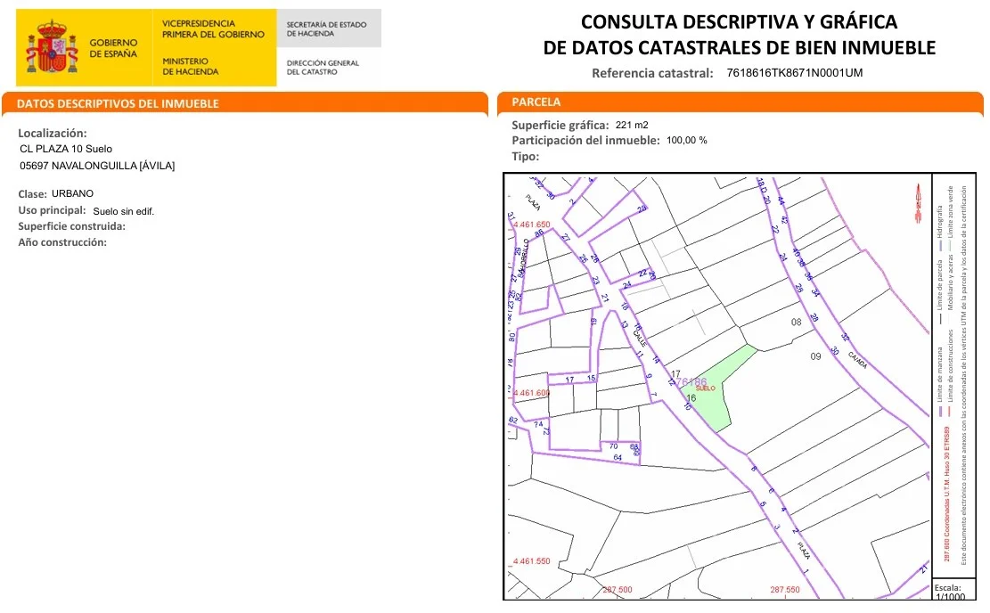 Urban plot in Navalonguilla, 221 m²