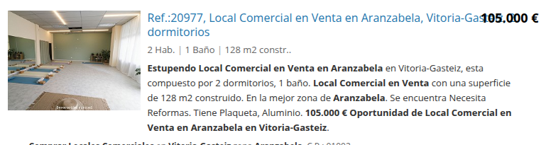 Commercial unit in Aranzabela needing reform