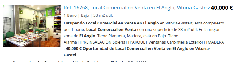 Commercial unit in El Anglo, 33 m²
