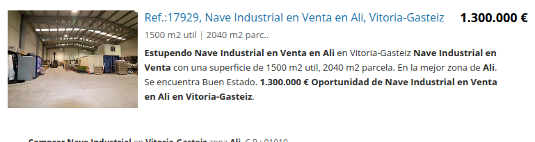 Nave industrial en Ali, 1.500 m²
