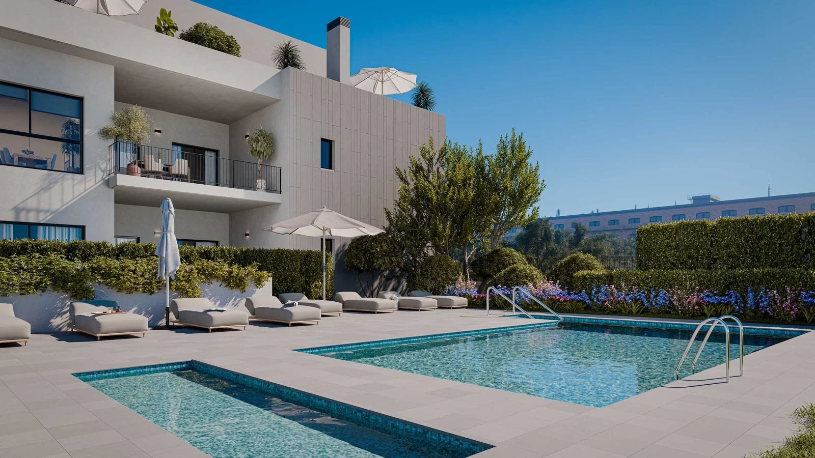 New apartments with pools and gym